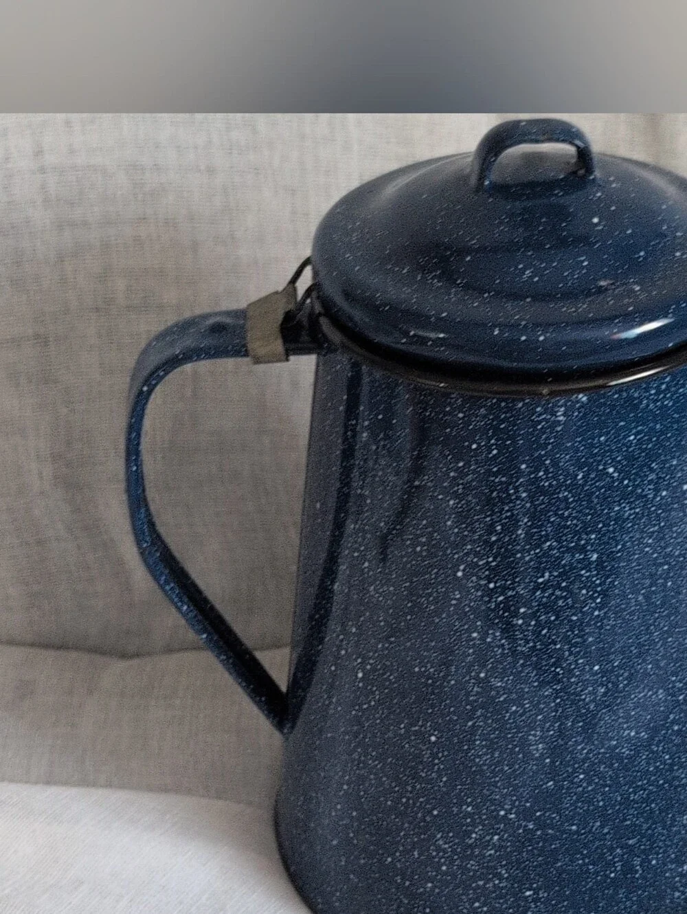 Blue Speckled Enamel Coffee Percolator - Classic Kitchen Pitcher